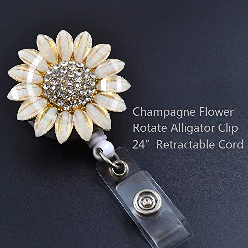 Ascrafter Luxury Flower Retractable Name Card Badge Holder with Alligator Clip, ID Badge Reel Clip On Card Holders - Image 2