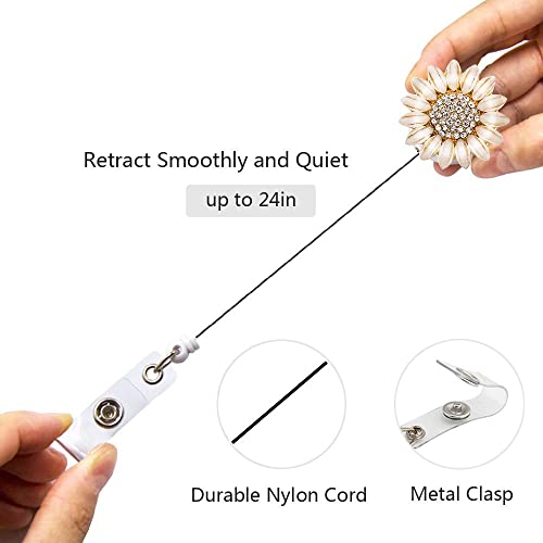 Ascrafter Luxury Flower Retractable Name Card Badge Holder with Alligator Clip, ID Badge Reel Clip On Card Holders - Image 4