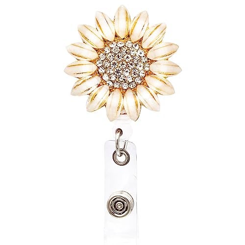 Ascrafter Luxury Flower Retractable Name Card Badge Holder with Alligator Clip, ID Badge Reel Clip On Card Holders - Image 1