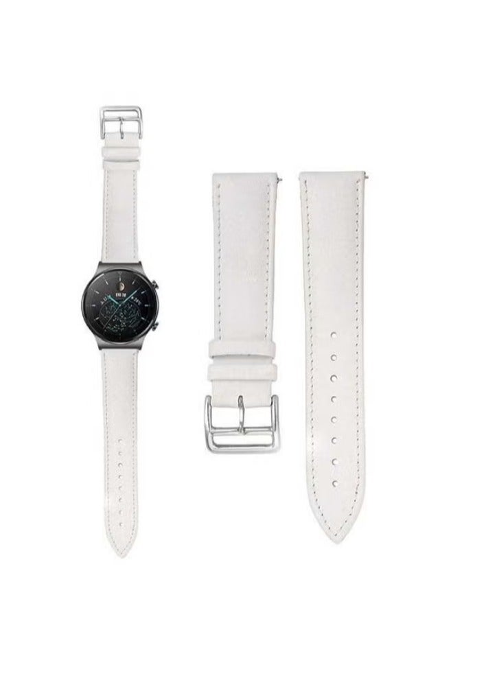 vesus Genuine Leather Replacement Band 22mm For Huawei Watch GT2 Pro White