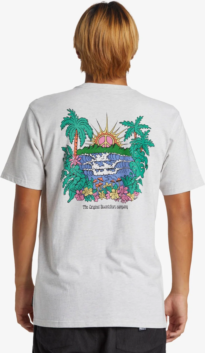 QUIKSILVER Island Sunrise Moe Men's White Tshirt AQYZT09543-SCVW