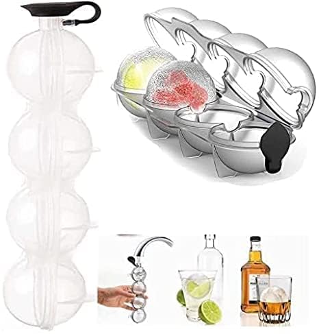 MUGATH ice Cube Ball Tray for Freezer, 4 Round Ice Ball Maker Tray,Big Size Ice Cube Mold for Bar Whiskey Cocktails Milk Juice Soup,ice Ball Maker Mold,Keep Drinks Chilled - Image 1