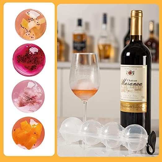 MUGATH ice Cube Ball Tray for Freezer, 4 Round Ice Ball Maker Tray,Big Size Ice Cube Mold for Bar Whiskey Cocktails Milk Juice Soup,ice Ball Maker Mold,Keep Drinks Chilled - Image 3