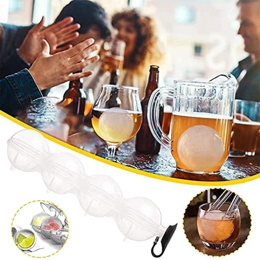 MUGATH ice Cube Ball Tray for Freezer, 4 Round Ice Ball Maker Tray,Big Size Ice Cube Mold for Bar Whiskey Cocktails Milk Juice Soup,ice Ball Maker Mold,Keep Drinks Chilled - Image 5
