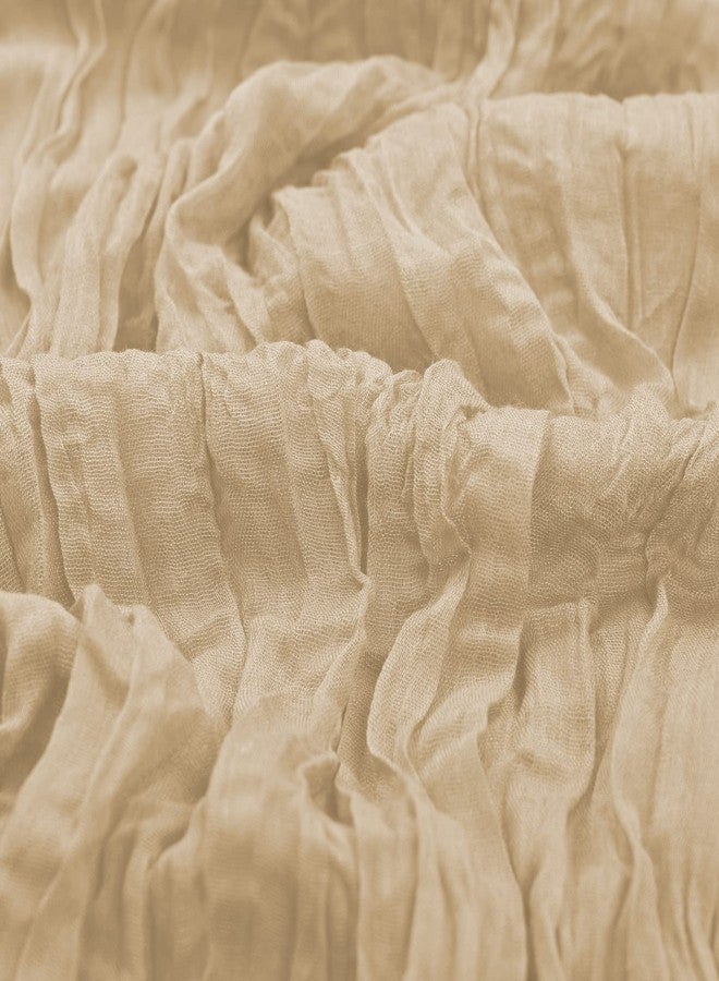 Pmeixcy Brown Table Runner, Cheese Cloth Table Runner, Table Runners for Centre Table, Boho Cheesecloth Table Runners - Light Brown Gauze Tablecloth for Wedding, Party & Home Decoration (300x90cm) - Image 4