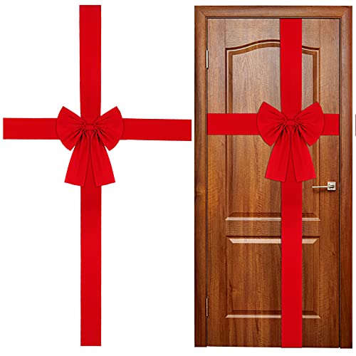 WILLBOND Christmas Cabinet Door Ribbon Bow Large Red Christmas Wreath Bow Festival Wrapping Decorations for Tree Fireplace Home Front Door Party SuppliesRed2 - Image 1