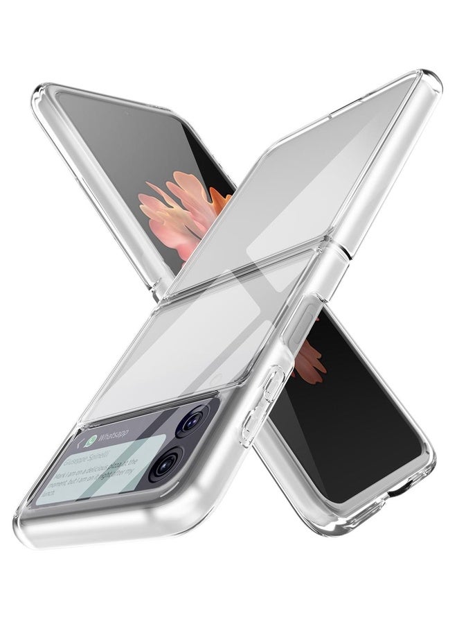 Case Cover For Samsung Galaxy Z Flip3 5G Simple All-inclusive Clear Crystal PC +TPU Shockproof Case