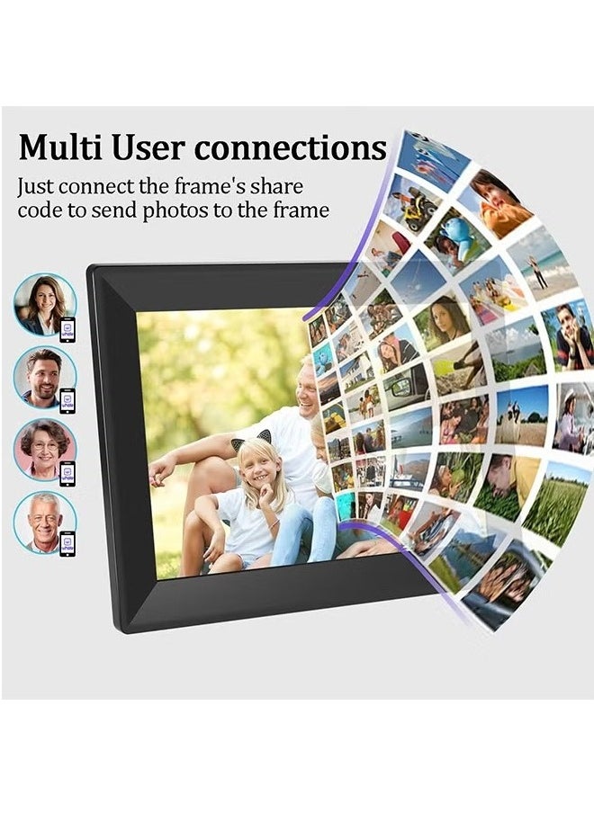 XiuWoo - Electronic Digital Photo Frame, 10.1 Inch WIFI Smart Cloud Photo Album, WIFI Slideshow Digital Picture Frame With IPS Touch Screen, Sturdy And Durable Electronic Picture Frame, (1pc, Black, 16G) - Image 1