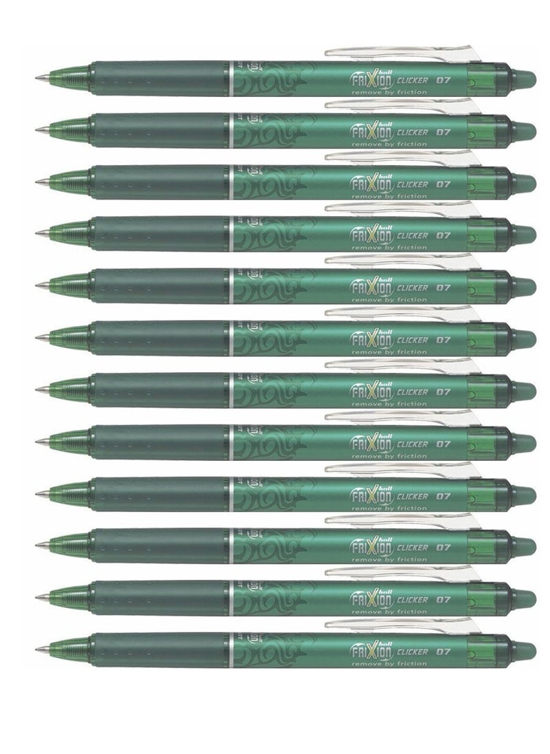 PILOT 12-Piece Frixion Clicker Erasable Ball Pen 0.7mm Tip Green Ink  - Image 1
