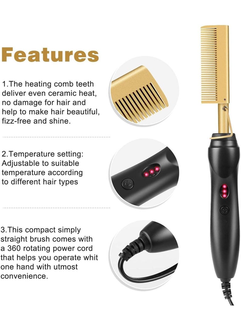 Raxoom ELTERAZONE Hair Straightener Brush, Electric Heating Comb, Portable Travel Anti-Scald Beard Straightener Press Comb, Ceramic Security Curling Iron Fast Heating Hot Comb, Anti-Scald - Image 3