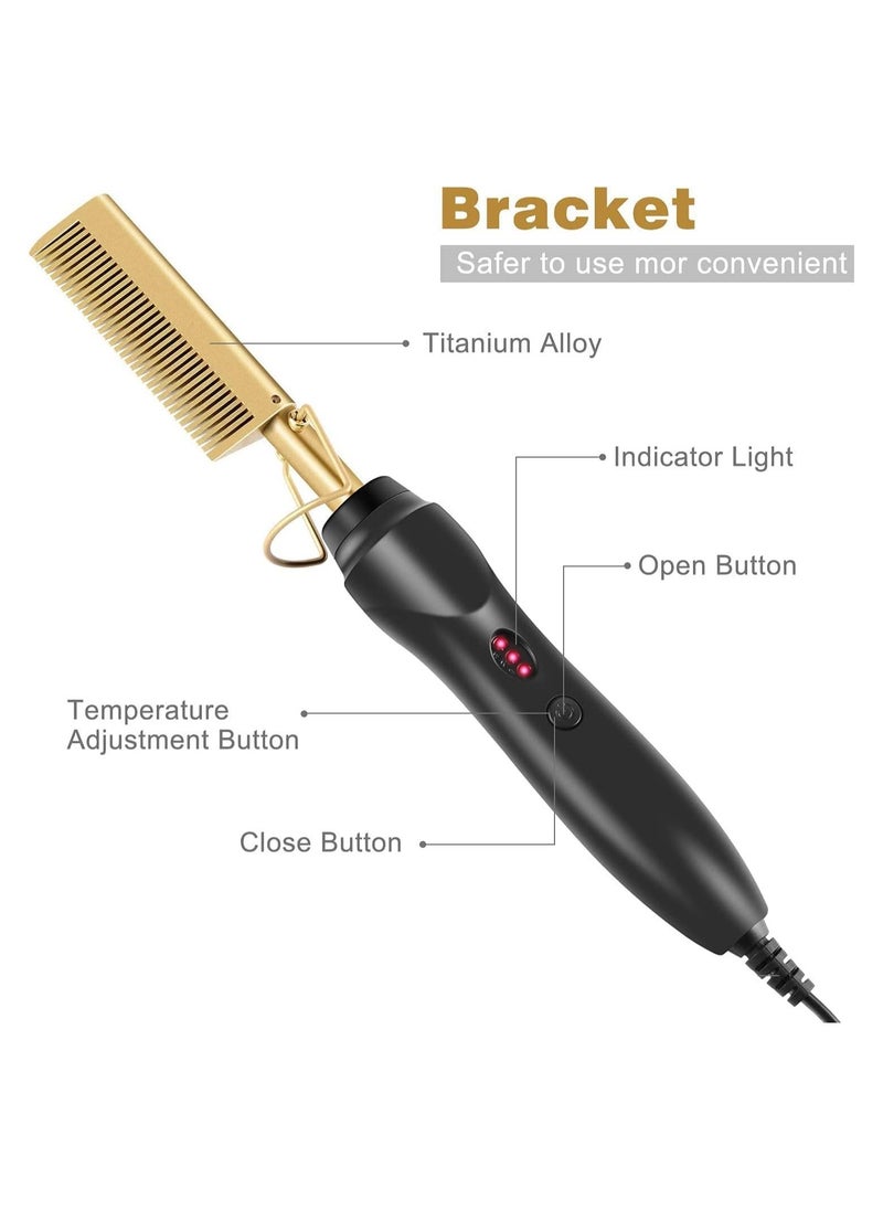 Raxoom ELTERAZONE Hair Straightener Brush, Electric Heating Comb, Portable Travel Anti-Scald Beard Straightener Press Comb, Ceramic Security Curling Iron Fast Heating Hot Comb, Anti-Scald - Image 4