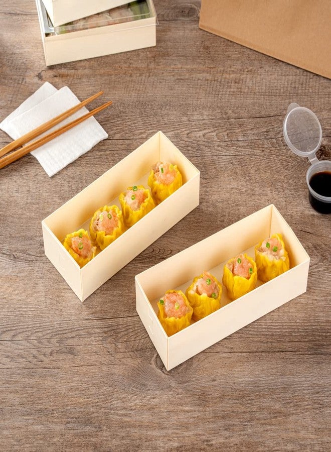 Restaurantware 18 oz Rectangle Poplar Long Straight Container, 100 Pack - Image 3