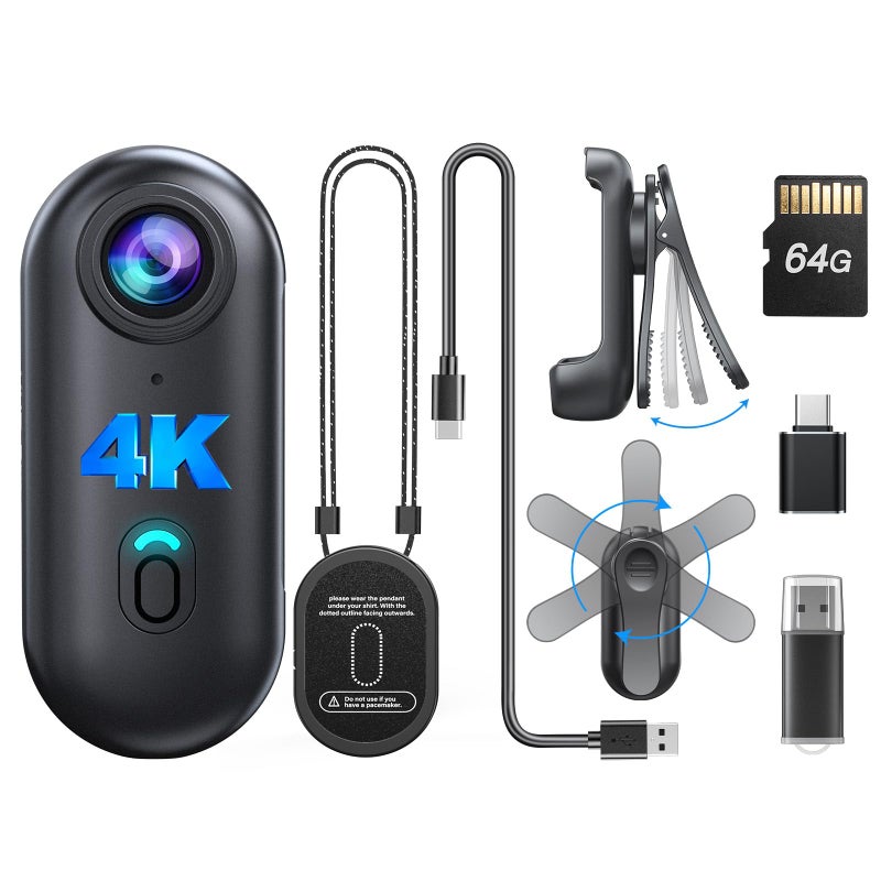 BOBLOV W4 4K Mini Body Camera Wearable 64GB Camera with 360Rotatable Clip Magnetic Clip 120 Minutes for recording Easy to Use and Take for Lecture Traveling Pet Walking and Outdoors Activities - Image 2