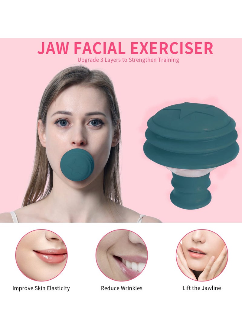 SYOSI Jawline Exerciser, Face Neck Jaw Toning Double Chin Reducer, Facial Blowing Exercisers Enhance Firming Lifting Jaw Facial V Shape Lines Define Your Jawline (2 Pack) (Green)  - Image 3