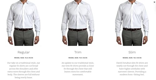 David Donahue Mens Regular Fit Boxed French Cuff Formal Shirt, White, 17 x 34/35 - Image 5