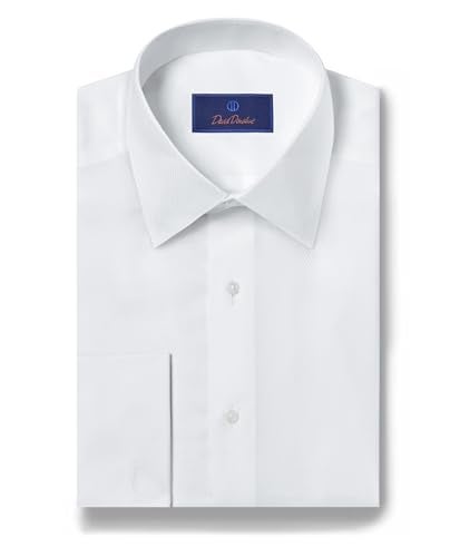 David Donahue Mens Regular Fit Boxed French Cuff Formal Shirt, White, 17 x 34/35 - Image 4
