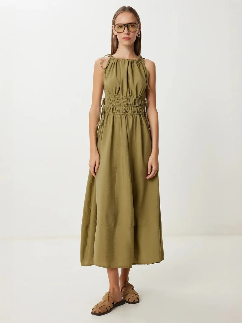 Happiness İstanbul ISTANBUL Halter Neck Tie Detail Midi Dress