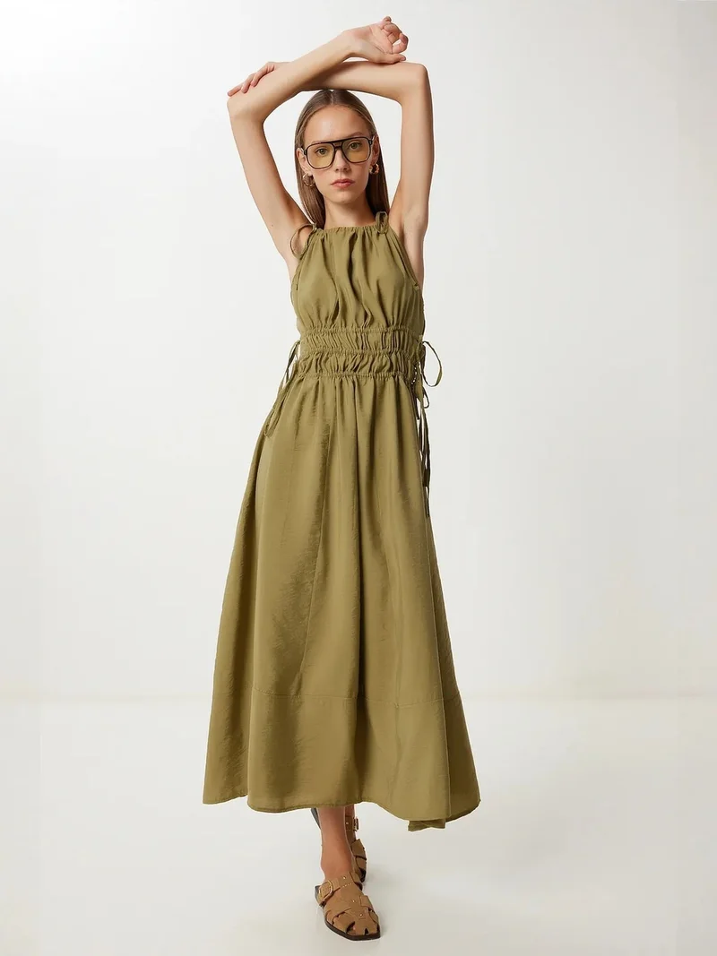Happiness İstanbul ISTANBUL Halter Neck Tie Detail Midi Dress