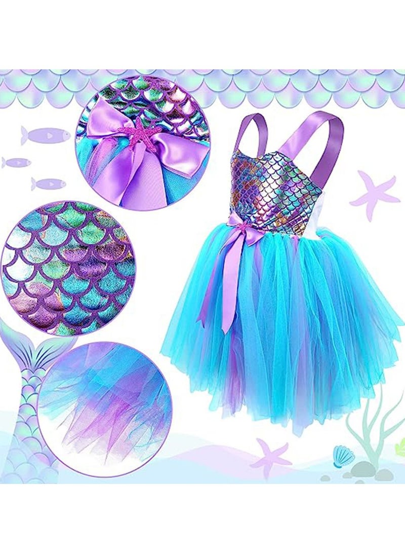 KASTWAVE Mermaid Tutu Dress for Girls, Kids Mermaid Costume Outfits with Headband and Bag, Princess Dress Up Sequined Mesh Skirt for Birthday Party, Prom, Gift  M - Image 2