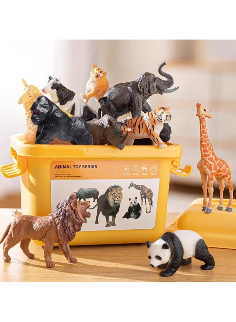 ماكدو مجموعة ألعاب حيوانات برية، 18 قطعة مجسمات حيوانات برية واقعية من حيوانات الغابة البرية وإكسسواراتها - زرافة، أسد، نمر، حمار وحشي والمزيد - ألعاب تعليمية للأطفال 3+ - Image 1