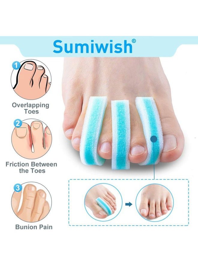Sumiwish Foam Toe Separators, 20 Pack Breathable Toe Spacers, Reduce Friction and Relieve Corns Pain, Overlapping Toes Corrector - (Blue) - Image 4