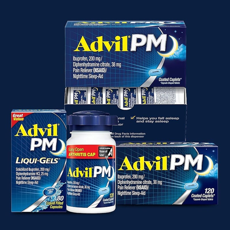 Advil Pm Ibuprofen 200mg Fast Pain Reliever and Fever Reducer Nighttime Sleep Aid - 3 Pack of 20 Tablets a 2 Coated Caplets (60 Tablets Total) - Image 4