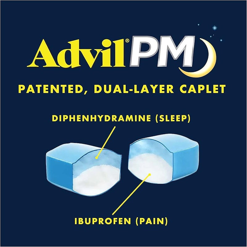 Advil Pm Ibuprofen 200mg Fast Pain Reliever and Fever Reducer Nighttime Sleep Aid - 3 Pack of 20 Tablets a 2 Coated Caplets (60 Tablets Total) - Image 3