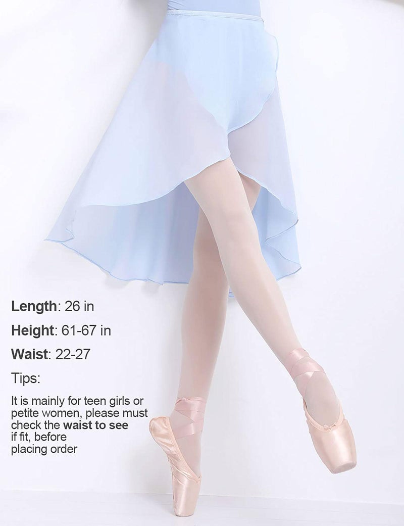 Daydance Blue Teen Girls Women Ballet Skirts Asymmetrical Side Dip Sheer Chiffon Dance Skirts for Leotards - Image 2