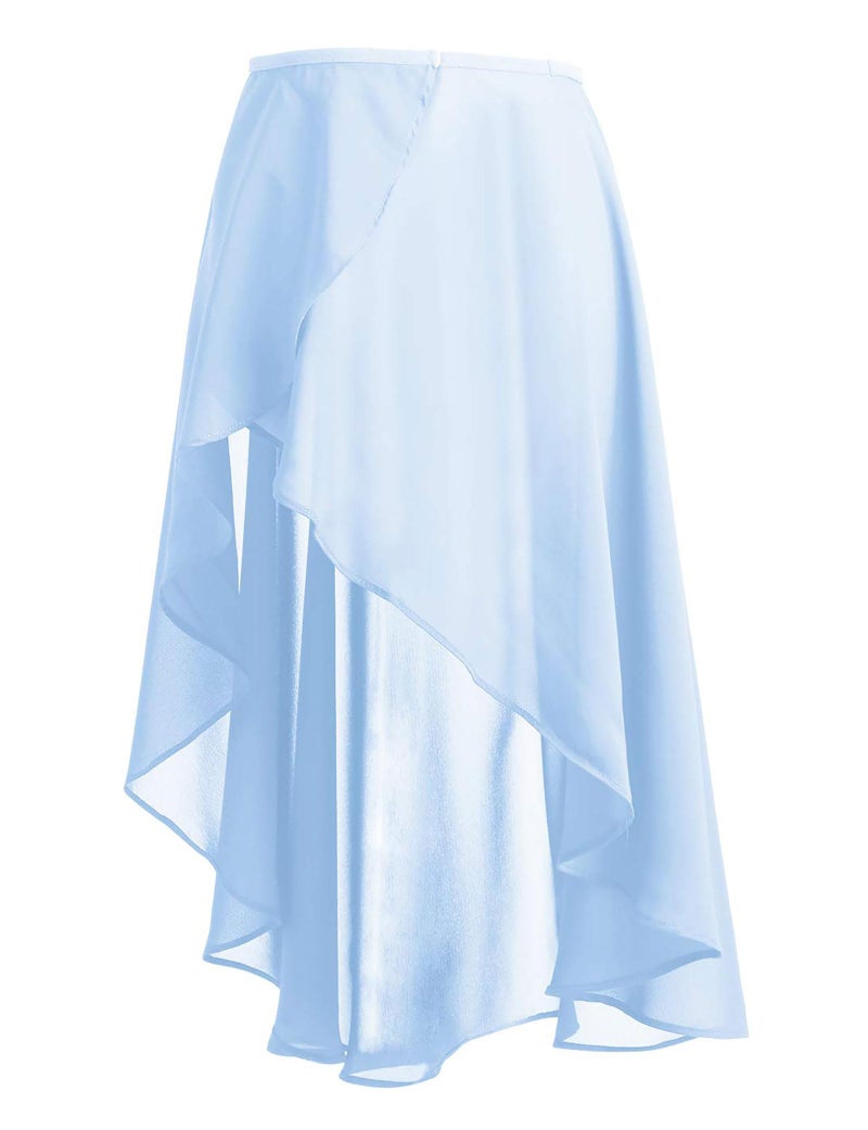 Daydance Blue Teen Girls Women Ballet Skirts Asymmetrical Side Dip Sheer Chiffon Dance Skirts for Leotards - Image 5