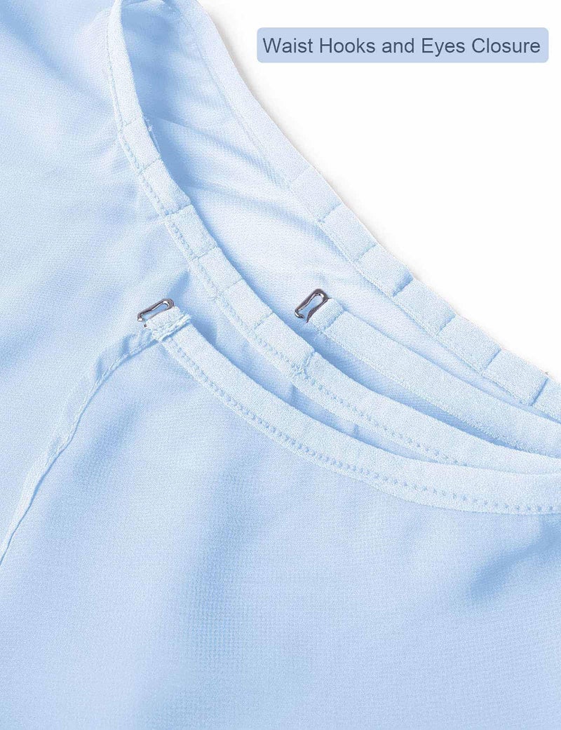 Daydance Blue Teen Girls Women Ballet Skirts Asymmetrical Side Dip Sheer Chiffon Dance Skirts for Leotards - Image 3