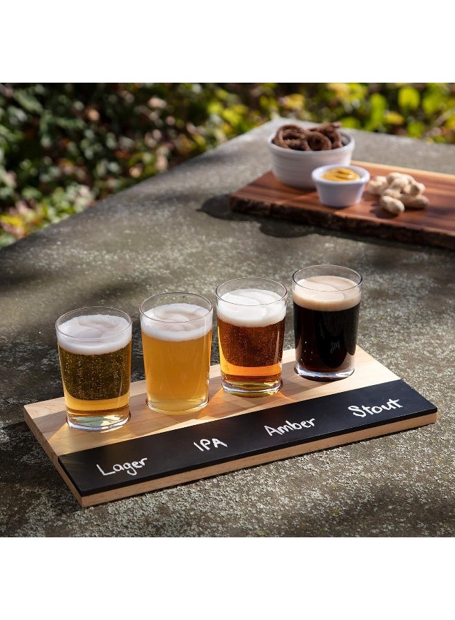 DEco Beer Tasting Flight Sampler Board Set Includes Four 6 oz Pilsner Craft Brew Glasses Wooden Tray w Chalkboard Great for Football Games Date Nights Holiday Xmas Must Have Gift for Him - Image 2