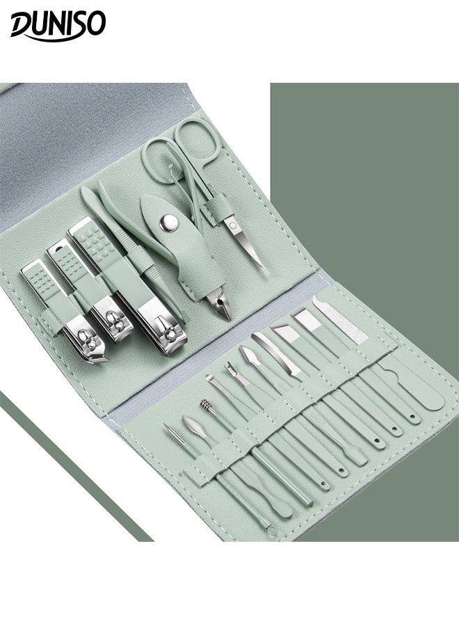 DUNISO 16 in 1 Professional Nail Clipper Set Stainless Steel Pedicure Kit Nail Care Kit with Portable Storage Bag Nail Care Tools Grooming Manicure Kit for Home Workplace Outdoor Travel - Image 1