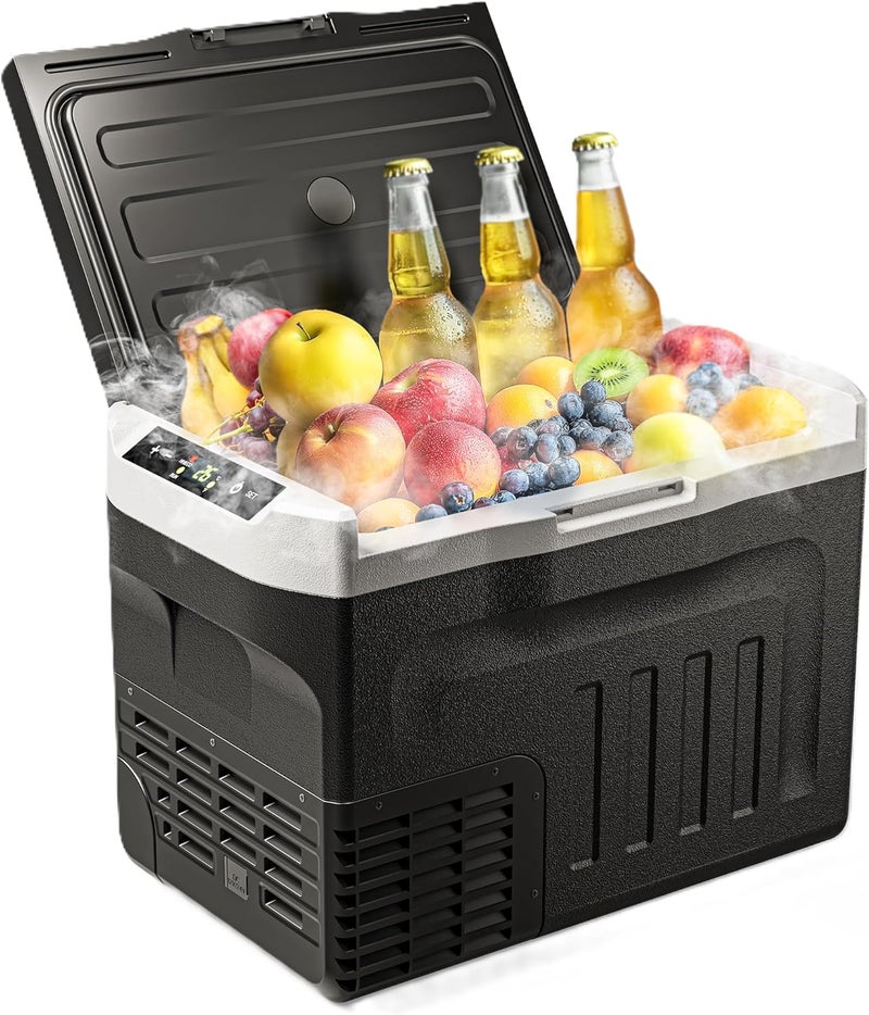 EUHOMY 30L Portable Car Refrigerator, -20°C to 20°C, 12V Camping Fridge 12/24V DC 110-240V AC, 45W Car Freezer Electric Cooler with Hidden Handle ثلاجة سيارة for Camping/Travel/Home/Truck/RV - Image 1