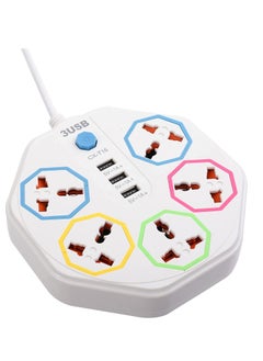 TYCOM Tycom Power Strip Surge Protector with USB- Extension Cord Flat Plug with Widely 5 AC Outlet and 3 USB, Small Desktop Station with 6 ft Power Cord, Compact Socket (5G3U-T16)  - Image 1