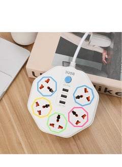 TYCOM Tycom Power Strip Surge Protector with USB- Extension Cord Flat Plug with Widely 5 AC Outlet and 3 USB, Small Desktop Station with 6 ft Power Cord, Compact Socket (5G3U-T16)  - Image 4