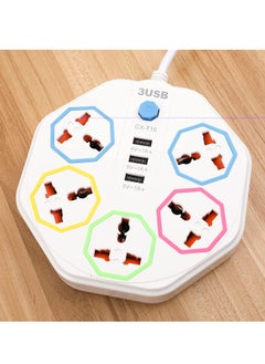 TYCOM Tycom Power Strip Surge Protector with USB- Extension Cord Flat Plug with Widely 5 AC Outlet and 3 USB, Small Desktop Station with 6 ft Power Cord, Compact Socket (5G3U-T16)  - Image 2