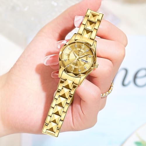 OPK Watch for Women Gold Bling Diamond Business Female Watch Stainless Steel Easy to Read Small Ladies Wrist Watches Luminous Waterproof - Image 3