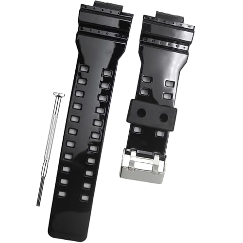 DBLACK ''CDS3'' 16MM Resin Watch Strap // Best Replacement, Compatible Strap with CASI0 Gshock GD-120, GA-100, GA-110, GA-100C & Other Model Watches (Glossy Black) - Image 1