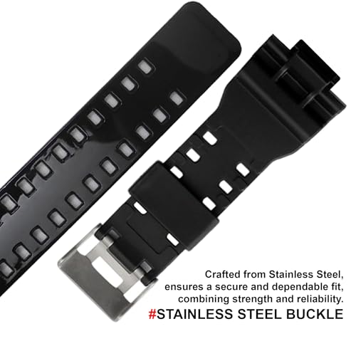 DBLACK ''CDS3'' 16MM Resin Watch Strap // Best Replacement, Compatible Strap with CASI0 Gshock GD-120, GA-100, GA-110, GA-100C & Other Model Watches (Glossy Black) - Image 4
