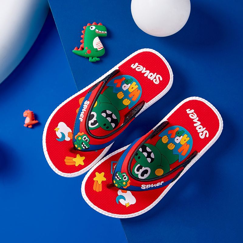 Kids Flip Flops Boys Girls Non-Slip Beach Sandals 6-12 Years Red 