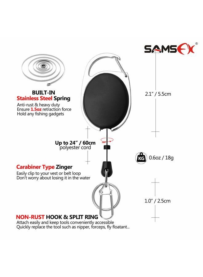 SAMSFX Fishing Braid Scissors Serrated Fishing Scissors with Hook Sharpener Zinger Retactors & Wire Coiled Lanyard Combo - Image 5