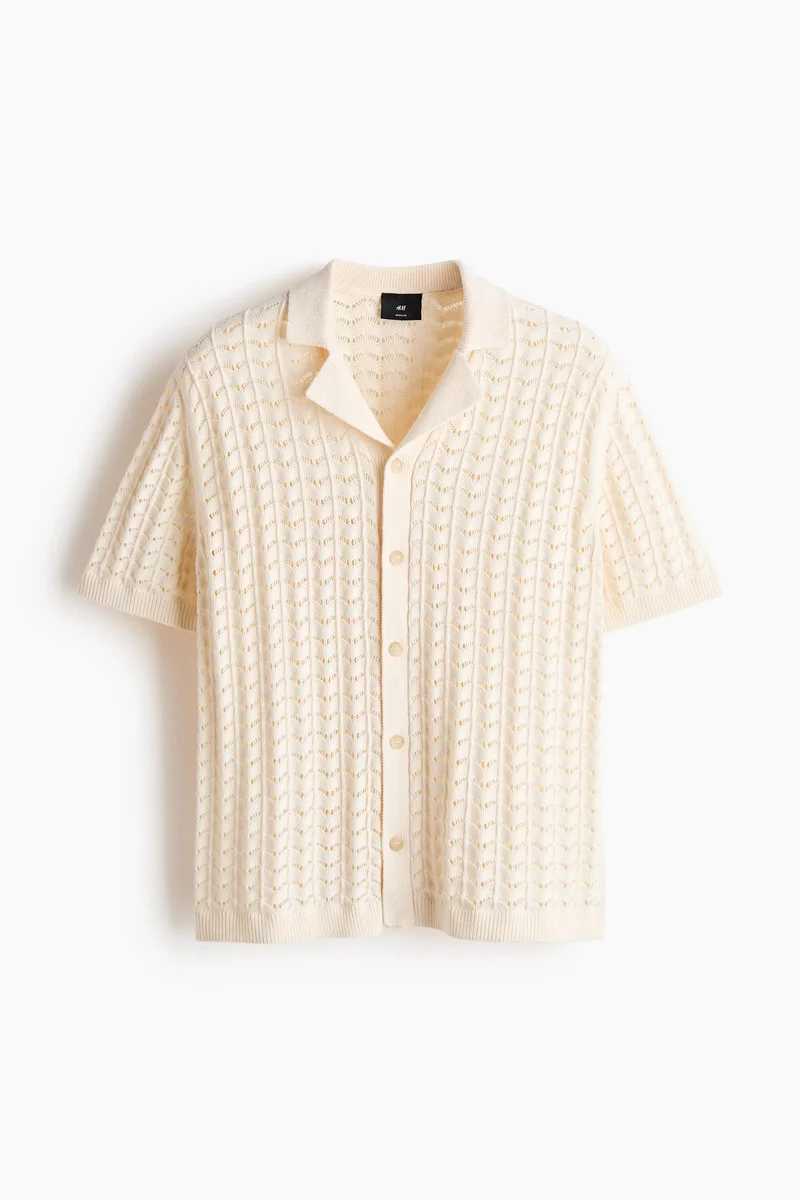 H&M Relaxed Fit Pointelle-knit resort shirt