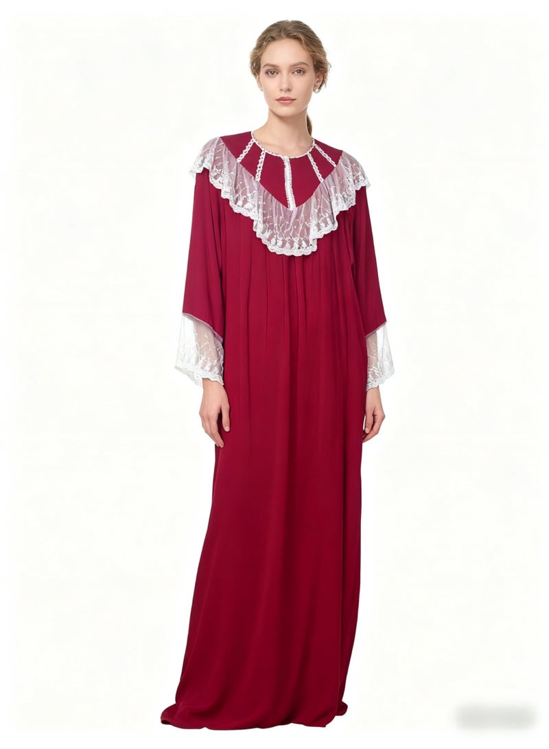 Orchid Lace Red Sleepshirt-Comfortable and Soft Nightgown - Image 1