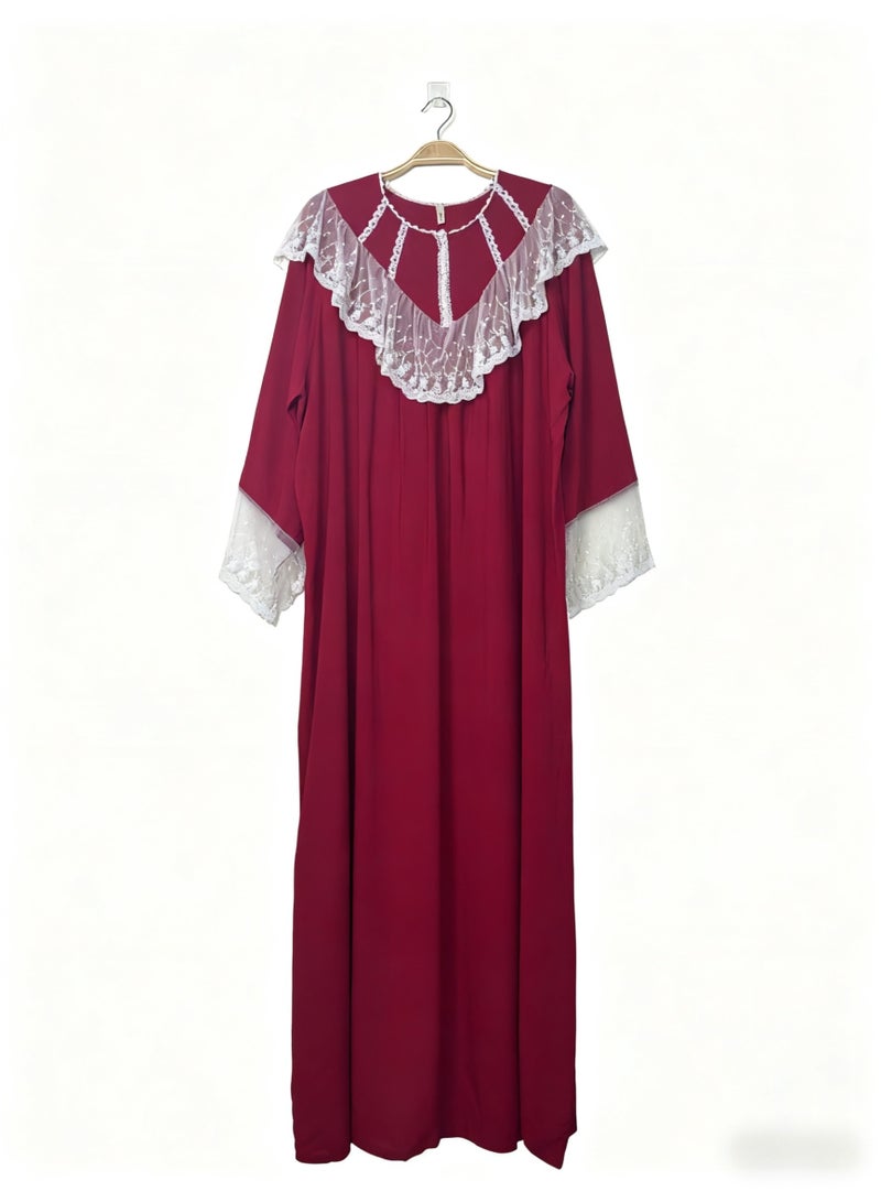 Orchid Lace Red Sleepshirt-Comfortable and Soft Nightgown - Image 2