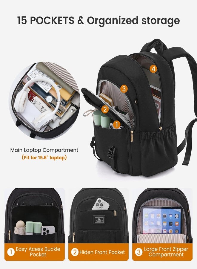 LOVEVOOK School Backpack for Girls Boys,Bookbag for Teen with Pouch Pocket for Large Capacity Cup, Waterproof School Bookbag, Preppy Backpack Travel Daypack with 15.6 inch Laptop Compartment - Image 3