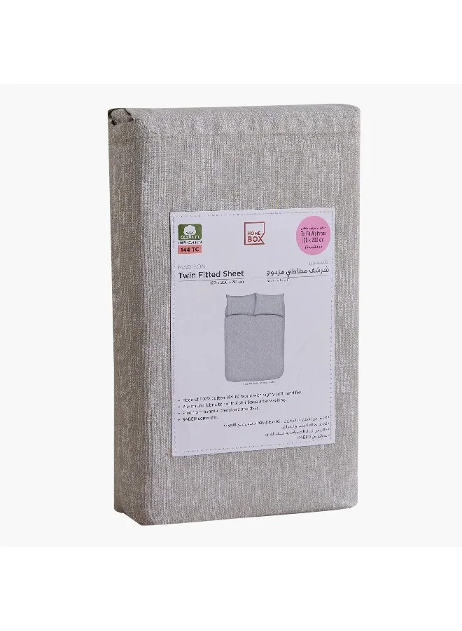 Home Box Madison Luton Printed Cotton Twin Fitted Sheet - 120x200+30 cm