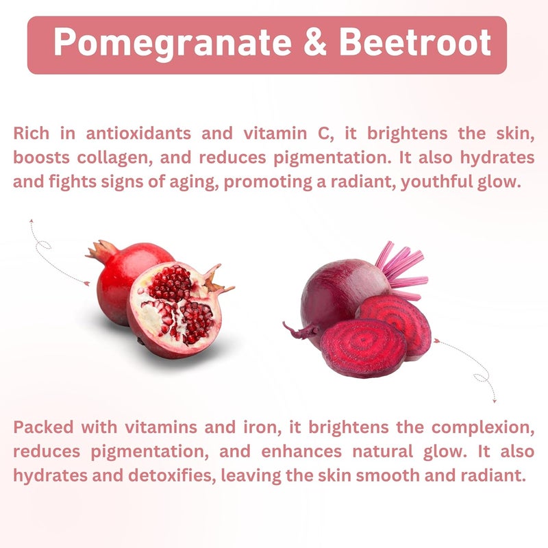 Pretty Me Prettyme Pomegranate Beetroot Powder Face Pack for Brighter Glowing Skin Tone Helps In Anti Ageing Natural Pink Blush Natural Face Pack For WomenMen Safe For All Skin Type 80g - Image 3
