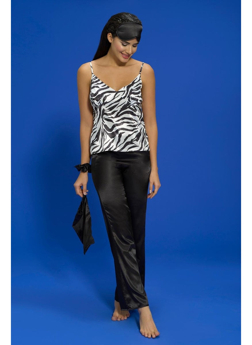 For You Moda 6-Piece Zebra Black Pajama Set, Both Inside and Outside S27685  - Image 2