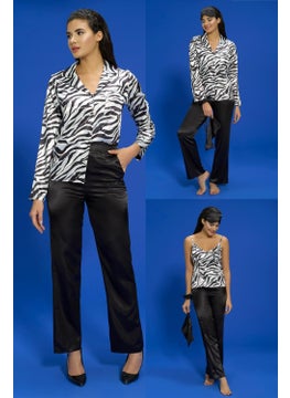 For You Moda 6-Piece Zebra Black Pajama Set, Both Inside and Outside S27685  - Image 1