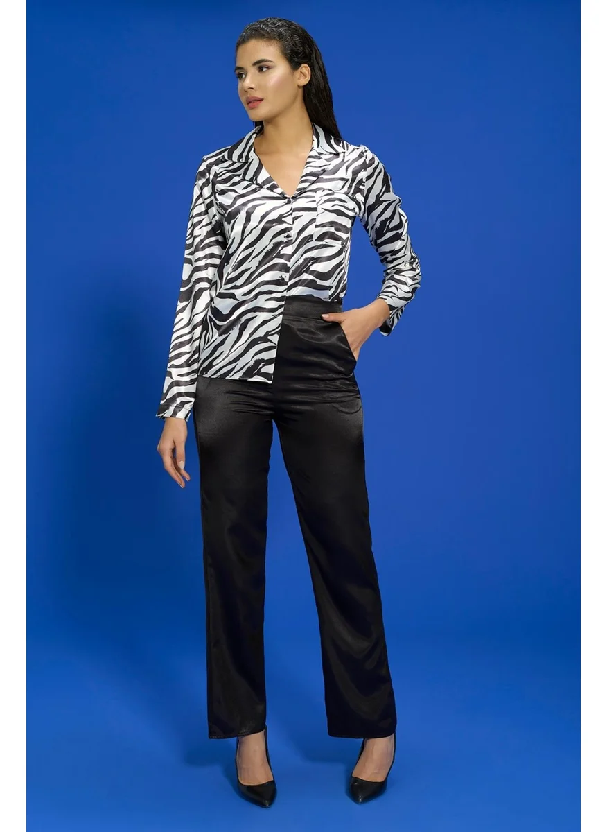 For You Moda 6-Piece Zebra Black Pajama Set, Both Inside and Outside S27685